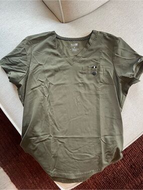 Koi Women’s V-Neck Scrub Top in Olive Green